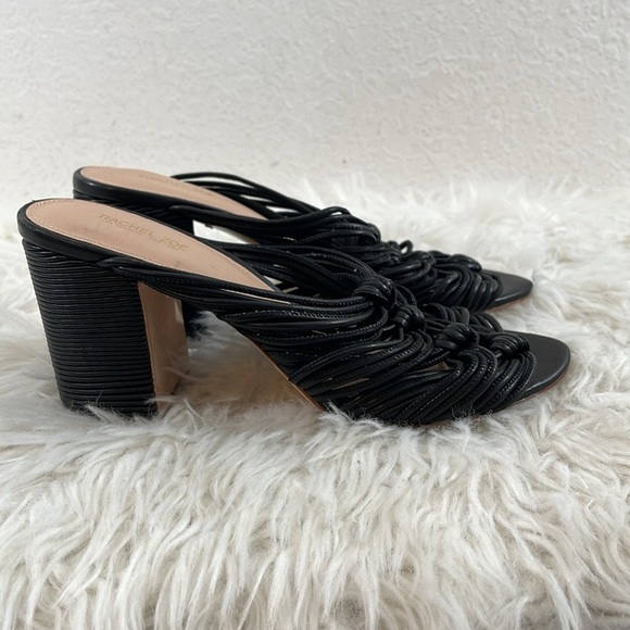 Rachel Zoe Black Odessa Block Heel Leather Strappy Mule Size 9.5 - Picture 7 of 13